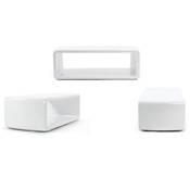 Table basse design rectangulaire 'Klassyc' blanche en fibre de verre - 120 x 60 cm