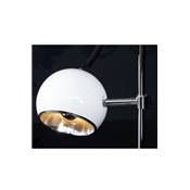 Lampe à poser design 'Globo' abat-jour rond blanc structure et socle en métal chromé