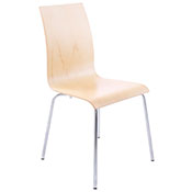 Chaise design 'Léa' en bois naturel avec 4 pieds chromé