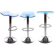 Tabouret de bar réglable design 'Aero' pivotant en plexiglass bleu pied central en métal chromé