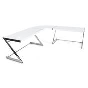 Bureau d'angle design 'Master' en bois laqué blanc pieds en métal chromé - 250 x 230 cm