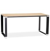 Bureau de direction droit design 'Business' bois naturel pieds métal noir et chromé – 160 x 80 cm