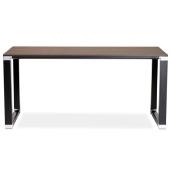 Bureau de direction droit design 'Business' plateau noyer pieds métal noir et chromé – 160 x 80 cm
