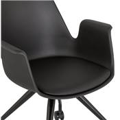 Petite chaise de bureau à accoudoirs design à roulettes 'KOOL' noire avec pieds en métal noir