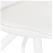 Petite chaise de bureau design à roulettes dossier bas 'SIMPLE' blanche avec pieds en métal blanc