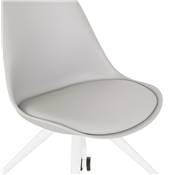 Petite chaise de bureau design à roulettes dossier bas 'SIMPLE' grise avec pieds en métal blanc