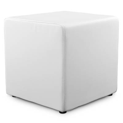 Pouf d'appoint carré rembourré 'KUBE' blanc