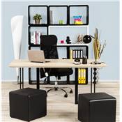 Pouf d'appoint carré rembourré 'KUBE' noir
