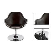 Fauteuil design lounge rond à accoudoirs 'Space' pivotant noir pied central en métal chromé