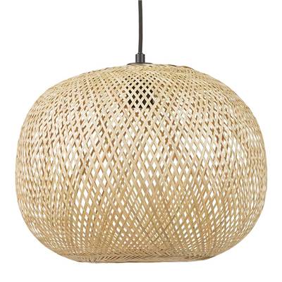 Suspension design sphère 'SMALL BALL' abat jour en bambou structure métal noir réglable - Ø 35 cm