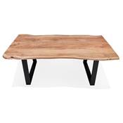 Petite table à diner / bureau rectangulaire de style industriel 'SMALL BARNE' en bois massif pieds en métal noir - 160 x 90 cm