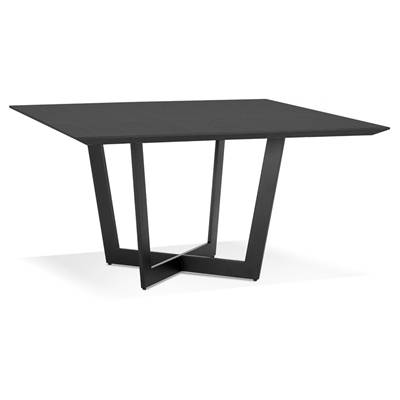Grande table scandinave carrée 'BIG VÄN' plateau en bois noir pieds en métal noir - 140 x 140 cm