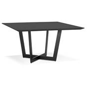 Grande table scandinave carrée 'BIG VÄN' plateau en bois noir pieds en métal noir - 140 x 140 cm