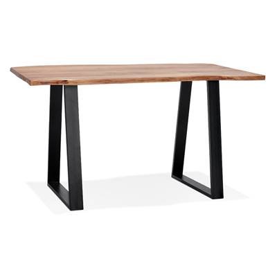 Table de bar Mange-debout industriel 'HIGH BARNE' bois massif naturel pied métal noir - 160 x 90 cm