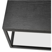 Grande table basse style industriel carrée 'FYRKANT' bois noir pieds métal noir - 110 x 110 cm