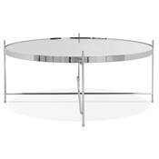 Table basse ronde 'ELEMENTO XL' plateau en verre miroir chromé 4 pieds en métal chromé - Ø 80 cm