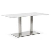 Table / bureau design 'TVILLIN MEDIUM' blanche en bois pied central en acier brossé - 160 x 80 cm