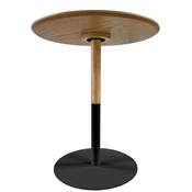 Table d'appoint guéridon ronde 'DUBELZON' tablette bois naturel pied central métal noir - Ø 40 cm