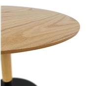 Table d'appoint guéridon ronde 'DUBELZON' tablette bois naturel pied central métal noir - Ø 40 cm
