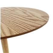 Table d'appoint guéridon design ronde 'DUBELZON' tablette bois pied central métal blanc - Ø 40 cm