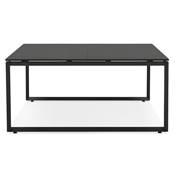 Table de réunion / bureau bench design 'MEET' noir en bois pieds en métal noir - 160 x 160 cm