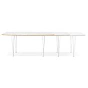 Table / table de réunion extensible 'RYM' blanche 4 pieds métal blanc - 170(270) x 100 cm