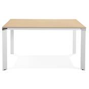 Table de réunion / bureau bench design 'BIG AFER' bois pieds métal blanc et chromé - 140 x 140 cm