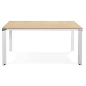 Table réunion / bureau bench design 'BIG AFER XL' bois pieds métal blanc et chromé - 160 x 160 cm