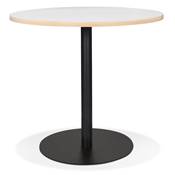 Table de salle à manger ronde industriel 'GASTE' blanche en bois pied central rond en métal noir - Ø 80 cm