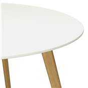 Table / table de réunion scandinave ronde 'SMALL SOLNÄ' blanche en bois 4 pieds en bois – Ø 90 cm