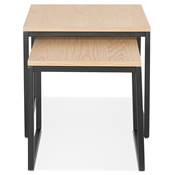Set de 2 tables gigognes style industriel carré 'SMALL FYRKANT" bois pieds métal noir - 50 x 50 cm