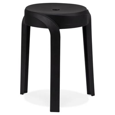 Tabouret bas design de style moderne empilable 'FIORI' en resine noire