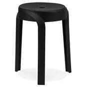 Tabouret bas design de style moderne empilable 'FIORI' en resine noire