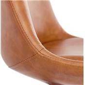 Tabouret de bar design moderne 'KESKI' marron 4 pieds et repose pieds en métal noir dossier haut