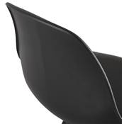 Tabouret de bar 'BLACK CIRCLE' noir 4 pieds en bois noir repose pieds en métal chromé dossier haut