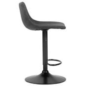 Tabouret snack réglable 'BONG' pivotant microfibre grise pied métal noir repose pieds dossier haut
