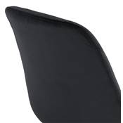 Tabouret de bar réglable 'BAROK' pivotant velours noir pied et repose pieds métal noir dossier haut