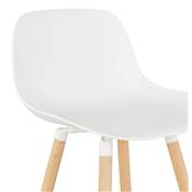 Tabouret de bar scandinave 'NORSKI' blanc 4 pieds bois naturel repose pieds métal blanc dossier haut