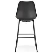 Tabouret de bar design 'GUSTO' noir avec pieds tréteaux et repose pieds en métal noir dossier haut