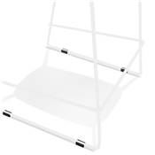 Tabouret de snack mi-hauteur empilable 'VERK MINI' tissu gris 4 pieds métal blanc dossier haut