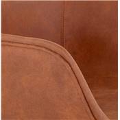 Tabouret snack mi-hauteur accoudoirs 'CARINO MINI' microfibre marron 4 pieds métal noir dossier haut