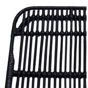 Tabouret de snack mi-hauteur design 'RATTAN' en rotin noir avec 4 pieds en métal noir dossier haut