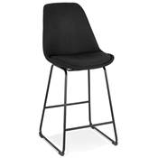 Tabouret de snack mi-hauteur 'GUSTO MINI' tissu pieds tréteaux repose pieds métal noir dossier haut