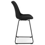 Tabouret de snack mi-hauteur 'GUSTO MINI' tissu pieds tréteaux repose pieds métal noir dossier haut