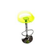 Tabouret de bar réglable design 'Leo' pivotant en plexiglass jaune pied central en métal chromé