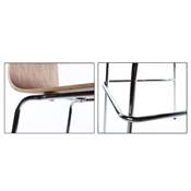 Tabouret de bar design 'Kadra' en bois noyer avec 4 pieds en métal chromé et dossier haut