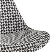Tabouret snack mi-hauteur scandinave 'CHAIRMAN MINI' tissu pied de poule 4 pieds bois dossier haut