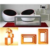 Etagères cubes design rectangulaires modulables en bois laqué orange - Set de 3