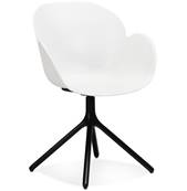 Chaise design à accoudoirs 'TUNED' blanche avec 4 pieds en métal noir