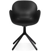 Chaise design à accoudoirs 'TUNED' noire avec 4 pieds en métal noir